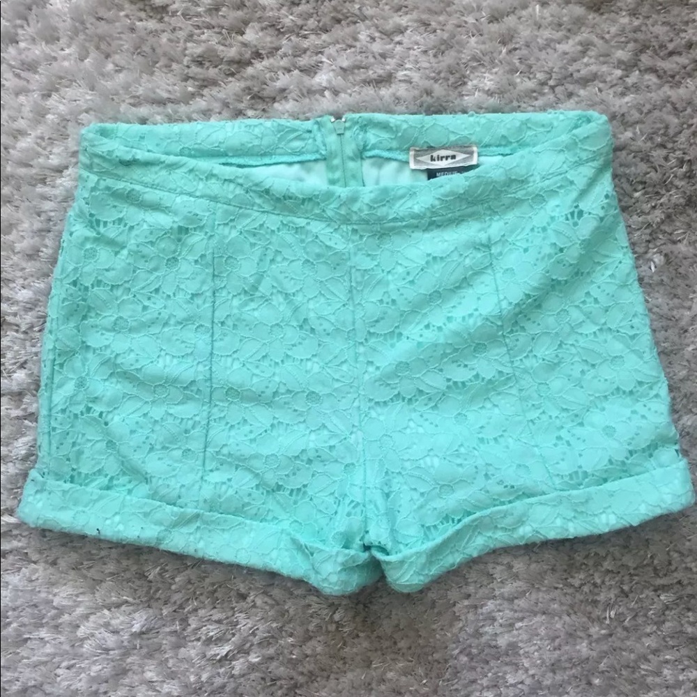 Kirra high waisted mint floral shorts